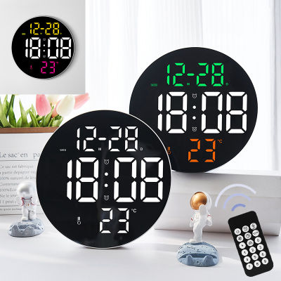 9 Inch Led Digital Alarm Clock Adjustable Brightness Remote Control Wall Clock For Bedroom Desk Bedside pdo