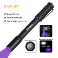 Sofirn SF15 UV Flashlight 405nm Dual Purple 300lm White Penlight Portable AAA Ultraviolet Torch for DetectionUrineStains