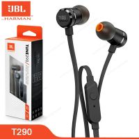 JBL TUNE 290 Wired Stereo Earphone Sport Pure Bass Headset T290 1-Button Remote Earbuds Hands-free Call With Mic for Smartphones