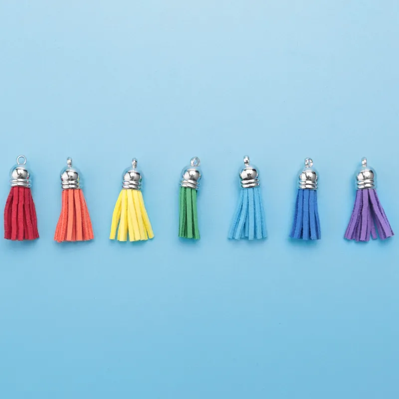 250Pcs/Set Keychain Tassels Bulk Colored Leather Tassel Pendants for DIY  Keychain and Craft