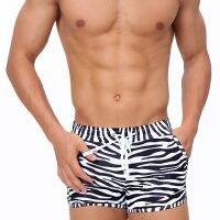 2023 New Men Trunks With Double Sides Pockets Black &amp; White Irregular Zebra Striped Triangle Swimming Shorts Sexy Beach Swimwear Swimwear