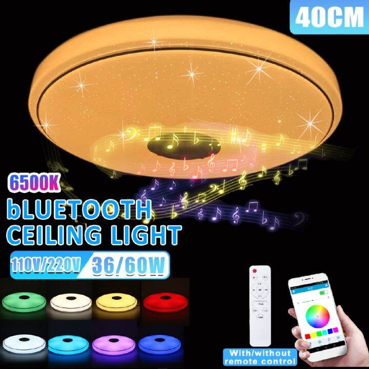 Modern LED Music Ceiling Light bluetooth Speaker RGB Flush Mount Lamp