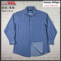 Tommy Hilfiger®แท้ อก 46 ไซส์ XXL เสื้อเชิ้ตผู้ชาย ทอมมี่ ฮิลฟิกเกอร์ สีน้ำเงิน เสื้อแขนยาว เนื้อผ้าดีสวยๆ