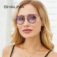 SHAUNA R Steampunk รอบแว่นตากันแดดผู้หญิงแฟชั่น Rivets ตกแต่ง Shades UV400ผู้ชายแนวโน้ม Punk Leopard Sun Glasses