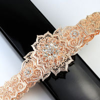 Sunspicems Fashion Dress Belt for Women Morocco Crystal Wedding Jewelry Gold Silver Color Metal Link Chain Adjustable Length