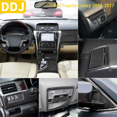 สำหรับ Toyota Camry 2012-2017อุปกรณ์เสริมคาร์บอนไฟเบอร์อุปกรณ์ตกแต่งภายใน Gear Air Outlet ชุดสติกเกอร์ Trim ตกแต่ง