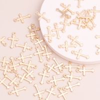 40pcs Simple Style Beads Cross Pendants Charms for DIY Making Necklaces Gold Color Jewelry Handmade Finding 17x11mm DIY accessories and others