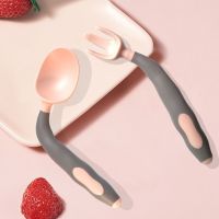 2Pcs/Set Baby Spoon with Fork Baby Utensils Set  Auxiliary Food Silicone Spoons Baby Feeding Bendable Soft Infant Tableware Bowl Fork Spoon Sets