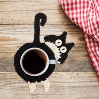 Knitted Cat Shape Cup Coaster Cute Animal Coffee Mug Table Mat Placemat Heat Insulation Cat Butt Dining Mat Kitchen Decoration