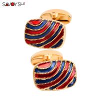 SAVOYSHI คุณภาพดีสีเคลือบ Cufflinks ชายเสื้อฝรั่งเศสแต่งงานเจ้าบ่าวของขวัญเพื่อนเจ้าบ่าวฟรีแกะสลักชื่อ