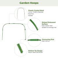 Garden Greenhouse Hoops-6ชุดโครงเหล็กสวนเตียงอุโมงค์สนับสนุนกรอบเคลือบพลาสติกน้ำหนักเบาสำหรับฝาครอบแถว,เตียงยก,ผ้าสวน,Farmland