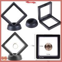 Gogirl 70*70mm Black 3D Floating Jewelry Coin Display กรอบผู้ถือกล่องกรณี W/STAND