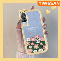 YIWESAN เคสสำหรับ VIVO Y51 2020 Y31 2021 Y51A 2021 Y33 Y53s ลายดอกไม้ภาพวาดน้ำมันเคสแบบผูกโบว์เคสนิ่มทนต่อการขีดข่วนเคสโทรศัพท์โปร่งใสฝาครอบป้องกันป้องกันเลนส์กล้องถ่ายรูปซิลิกาเจล TPU