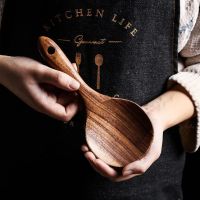 卍 Teak Wood Rice Spoon Rice Paddle Scoop Wooden Kitchen Wooden Big Spoon Tablespoon Spoon Kitchen Utensils Ladle Tableware Se K0D0