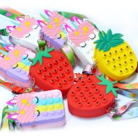 【hot】 Push Coin Purse Cartoon Messenger Squeeze Fidget Fruit Pressure Anti Anxiety Autism ADHD