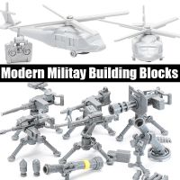 MOC Modern Militray Heavy Gun Building Blocks Kit Weapons UAV Helicopter Gatling Mortar Cannon Bricks Toys Boys Gift