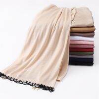 【YF】 Fashion Modal Lycra Cotton Jersey Hijab Scarf Long Muslim Shawl Plain Soft Turban Head Wraps For Women Headscarf Beading