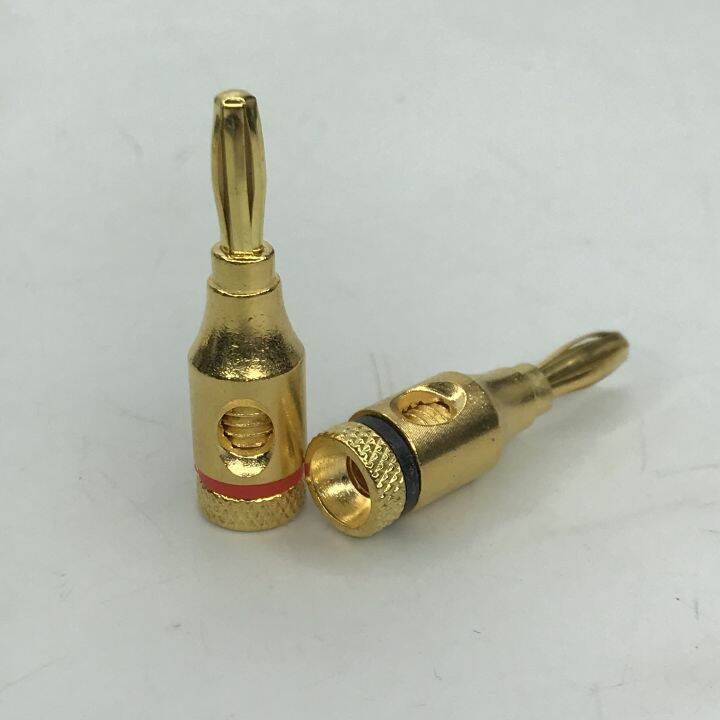 BANANA PLUG GOLD (2PCS/1PAIR), 4cm THREADED AND SCREW TYPE, BEST FOR