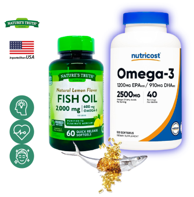 เนเจอร์ ทรูทร์ / นูทรีคอสท์ โอเมก้า-3 น้ำมันปลา, Nature’s Truth / Nutricost Omega3 Fish Oil /กินร่วมกับ แอสต้าแซนทีน บิลเบอร์รี่ คอลลาเจน ถั่งเช่า คอร์ดิเซพส์ กาบา กระเทียมสกัด กรีนที กลูต้า ลูทีน โอเมก้า 3 พิคโนจีนอล ขมิ้นชัน วิตามินซี