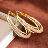 NianMiao Mesh Twisted Hoop Earrings Inlaid Shiny Zircon Beautiful Birthday / Valentines Gift Ear Piercing Jewelry