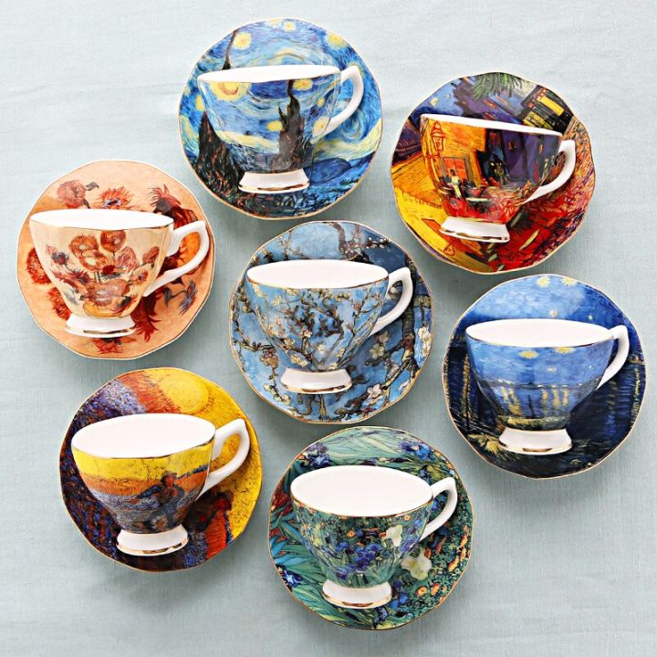 van-gogh-ภาพวาด-star-กาแฟ-porcelain-ถ้วยและจานรองชุดเซรามิค-ware-bone-china-ภาษาอังกฤษถ้วยชายามบ่ายและชุดช้อนจาน