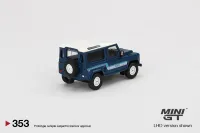 (ร้อน) MINI GT 1:64 Land Rover Defender 90 County Wagon Stratos Blue Diecast Model Car