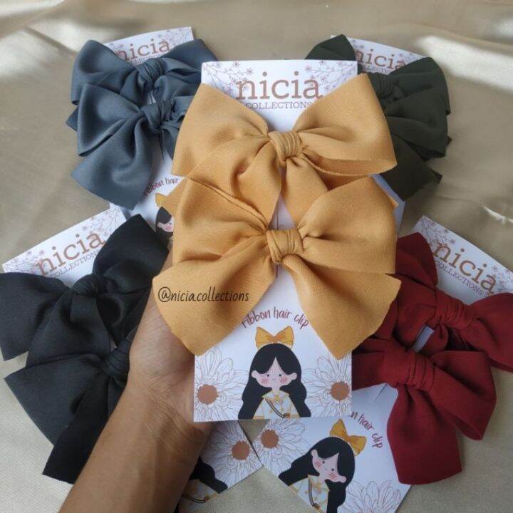 Matte ribbon hair clip by Nicia Collections 2 pieces ribbon clip