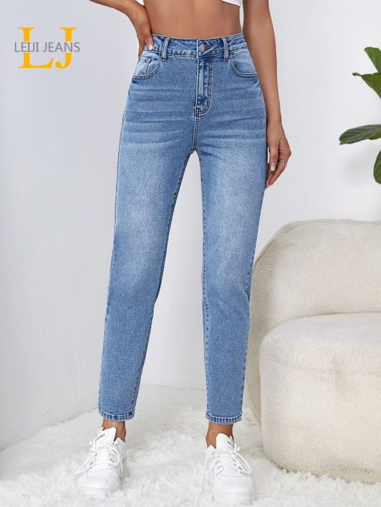 LEIJIJEANS Plus Size Women Jeans Stretchy and Boyfriend Straight