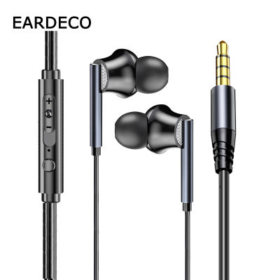 ร้อน EARDECO ไฮไฟหูฟังแบบมีสายพร้อมไมโครโฟนกีฬาหูฟังพร้อมสายเคเบิลในหูหูฟังชุดหูฟังสำหรับศัพท์เสียงยกเลิก