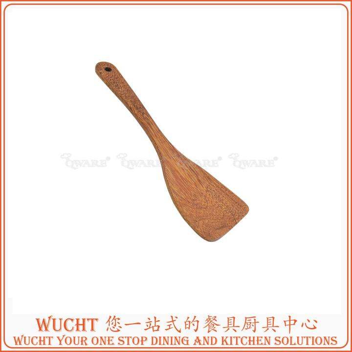 【WUCHT】QWARE Wooden Angled Turner, Kitchen Stir Fry Tools, Cooking