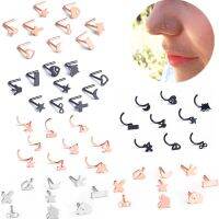 9PCS Stainless Steel Moon Nose Stud Set 20G Pentagram Nose Ring Set L Shape Nose Stud Lot Straight Nostril Piercing Set Jewelry