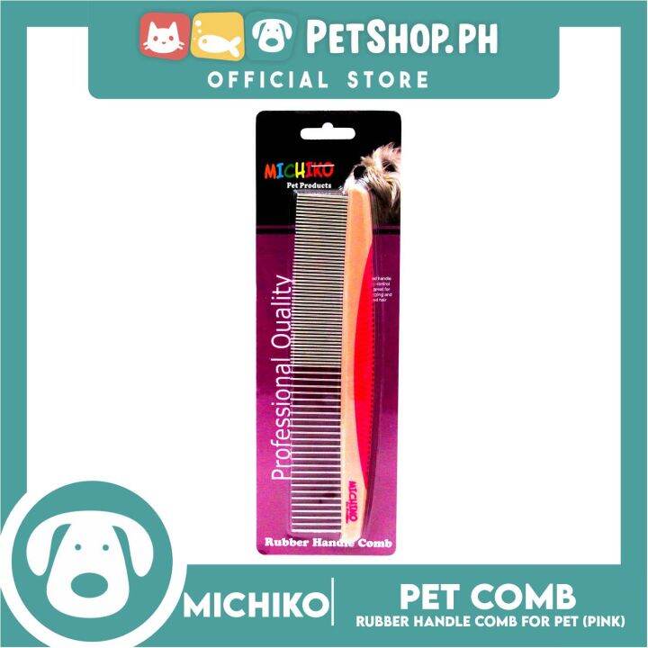 Michiko Rubber Handle Pet Comb (Pink) Pet Grooming Lazada PH