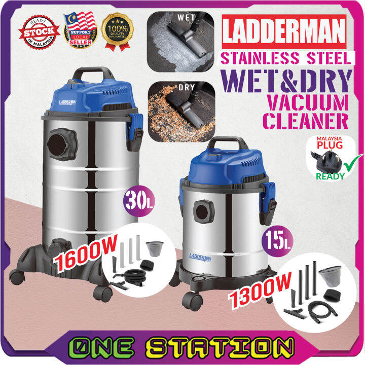 Ladderman 15l 30l Stainless Steel Wet And Dry Vacuum Cleaner Heavy Duty 