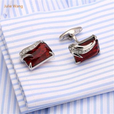 1 Pair Creative High-end French Red Natural Stone Cufflinks Cuff Nails Angels Feather Shape Cuff links