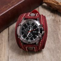 New Fashion Jewelry Retro Handmade Cowhide Watch Pattern Male Bracelet Leather Bracelet For Boyfriend Father