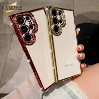 KISSCASE เคสโทรศัพท์กากเพชรส่องแสงเป็นประกายวิบวับใสแบบใส,เคสโทรศัพท์พลอยเทียมเคลือบหรูหราสำหรับ Samsung S23 S22 S23พิเศษ + S22 + พลัสปกป้องเลนส์กรอบหลังซิลิโคนนิ่มใสกันกระแทกติดเพชรรวมทั้งหมดสำหรับ S22 S23 Samsung