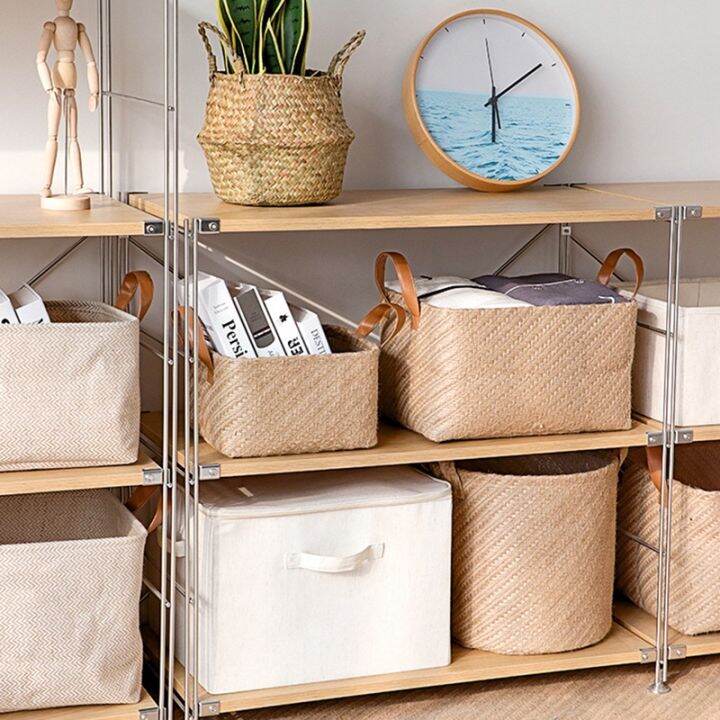 foldable-storage-basket-jute-storage-box-simple-clothing-storage-basket-collapsible-box