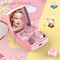 ที่อุดหูสเตอริโอกีฬาแบบ In-Ear ไร้สายอะนิเมะ Sanrio Hello Kitty หูฟังบลูทูธไม่มีไฟกระพริบสำหรับ Kado Ulang Tahun