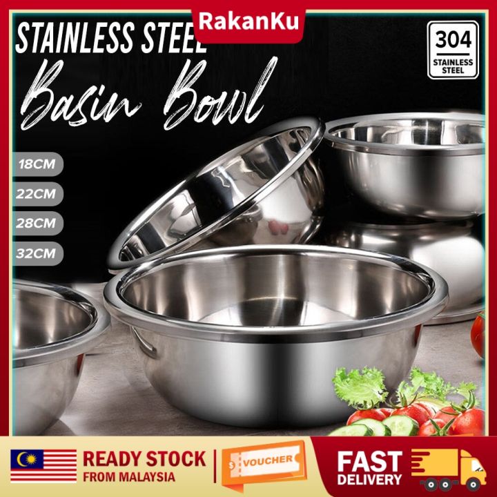 304 Stainless Steel Bowl with Lids Thickened Kitchen Salad Mixing Bowl with  Cover Food Vegetable Soul