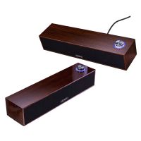 Wired Bluetooth 5.0 Speaker Music Surround Sound Portable Rich Stereo Long Wooden Musibaby for Kitchen Golf Cart Windows