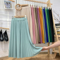 Korean candy color drape pleated skirt womens spring and summer high-waisted slim temperament large swing umbrella long skirts