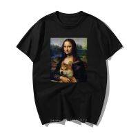 Funny Da Vinci Mona Lisa Holding A Dog Print T Shirt Men Retro Classic Summer Cotton Short Sleeve Tshirts Harajuku Streetwear XS-6XL