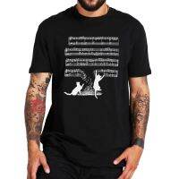 Cat With Music T Shirt Cute Kitten Playing With Symphony Themed Graphic T-Shirt Male High Quality 100% Cotton Tops Tee