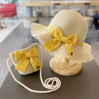 Summer Kids Girl Straw Hat and Bag Outing Beach Children Large Brim Fisherman Hat Cute Sun Hat Children Floppy Panama Hat