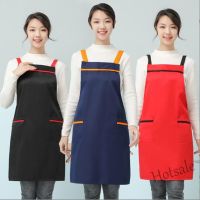 【hot sale】▩♤✕ D13 Ready Stock Apron kitchen cotton men and women chef apron cafe restaurant cooking apron kitchen black apron home life cooking kitchen utensils bib