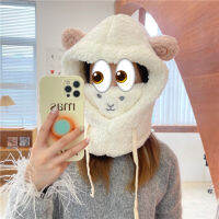 แบบดั้งเดิม ！ Koala Lamb Hat Plush Couple Scarf One-in-one Hat Sheep Hat Thicken Warm Hat