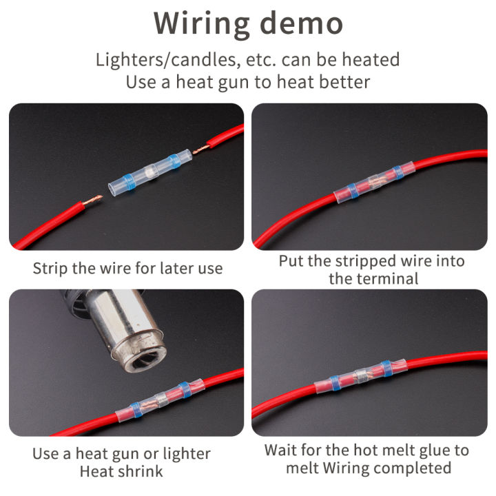 luxianiz-40pcs-solder-seal-wire-heat-shrink-butt-connectors-กันน้ำไฟฟ้าสายไฟขั้วต่อฉนวนบัดกรี-connector-iewo9238