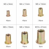 +【‘ 150Pcs M3 M4 M5 M6 M8 M10 Multi Sizes Carbon Steel Rivet Nuts Flat Head Rivet Nuts Insert Threaded Nut With Box Set