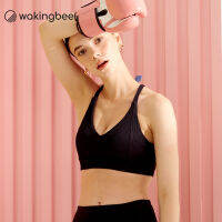 Wakingbee Rib Bra (Black) สปอร์ตบรา ผ้าริบ ใส่ว่ายน้ำได้ คอวี ผ้ายืดหยุ่น กันยูวี แห้งเร็ว