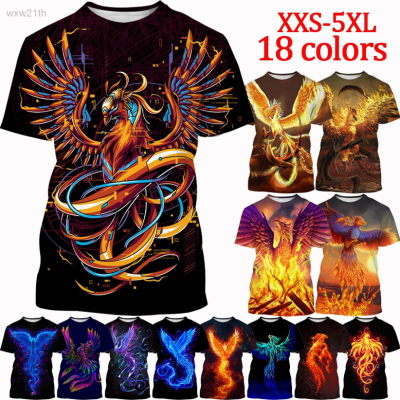 2023 3d Phoenix Printed Short Sleeve T-shirt, Mens And Womens Summer Fashion Unisex